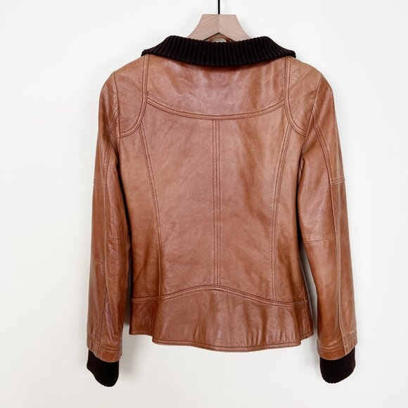 Soia & Kyo Vintage Y2K 90s Leather Bomber Field Jacket Barn Coat Moto 2000s 00's - Picture 13 of 14